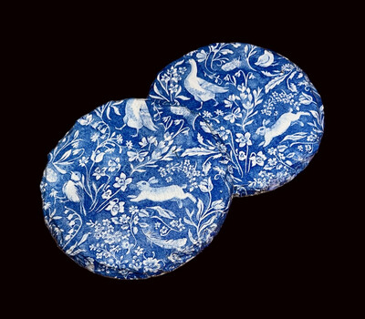 SLATE COASTER ROUND - BLUE/ WHITE EASTER