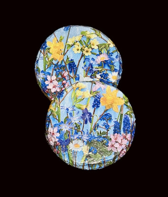 SLATE COASTER ROUND - SPRING FLOWERS