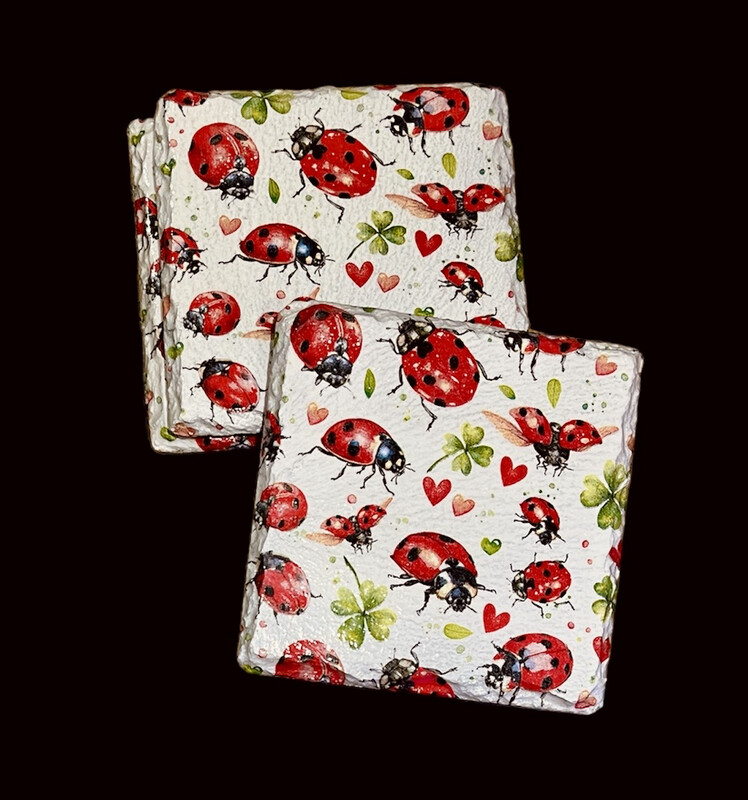 SLATE COASTER SQUARE - LADYBIRD LOVE