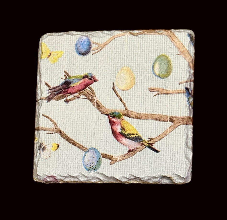 SLATE COASTER SQUARE - BIRDS & EGGS