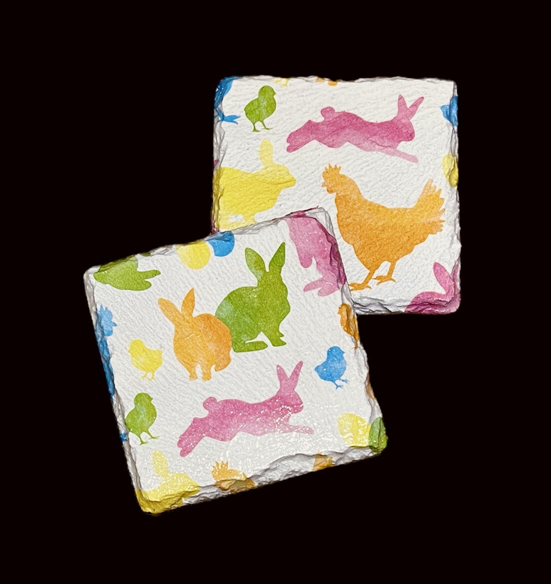 SLATE COASTER SQUARE - NEON EASTER SILHOUETTES