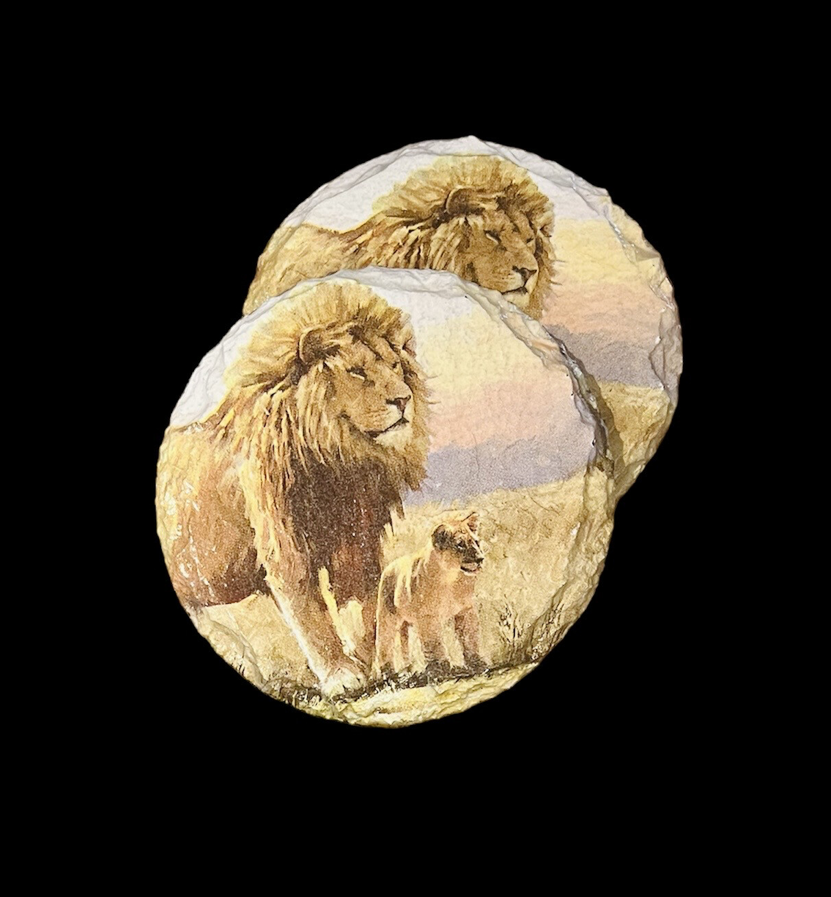 SLATE COASTER ROUND - LIONS