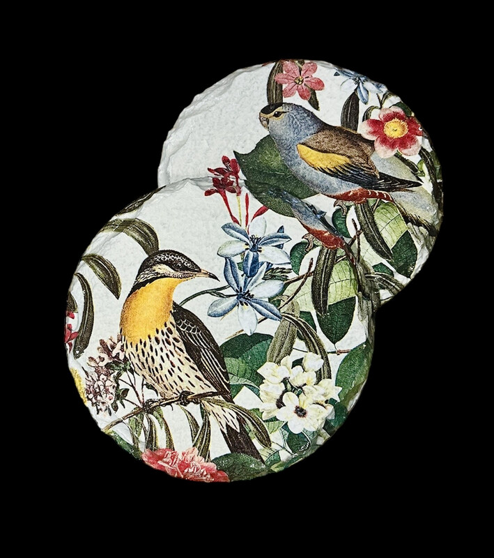 SLATE COASTER ROUND - BIRDS OF PARADISE