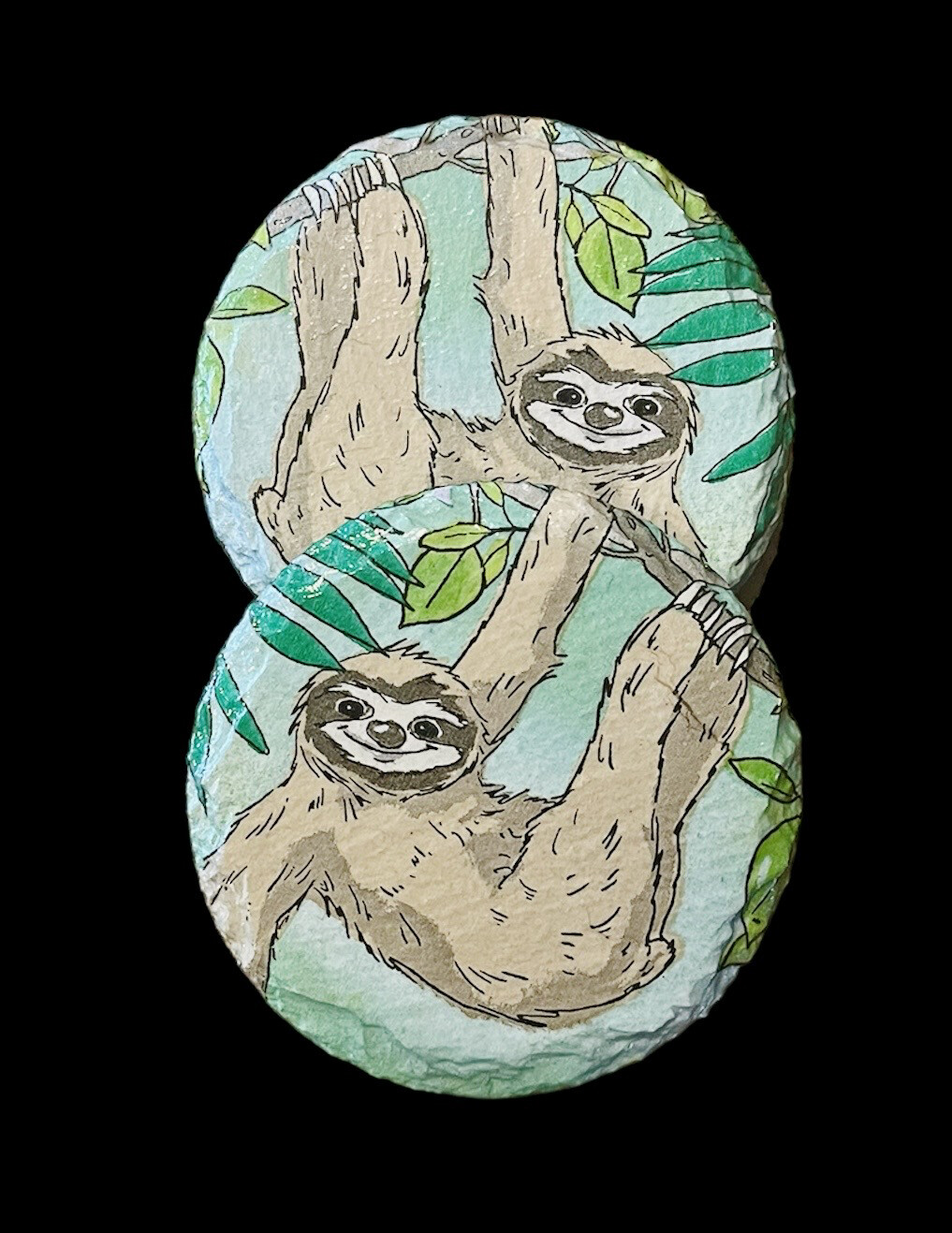 SLATE COASTER ROUND - CARTOON SLOTH