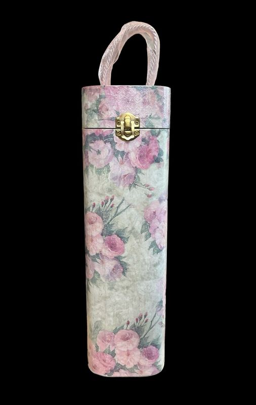WINE BOTTLE BOX - PASTEL ROSES