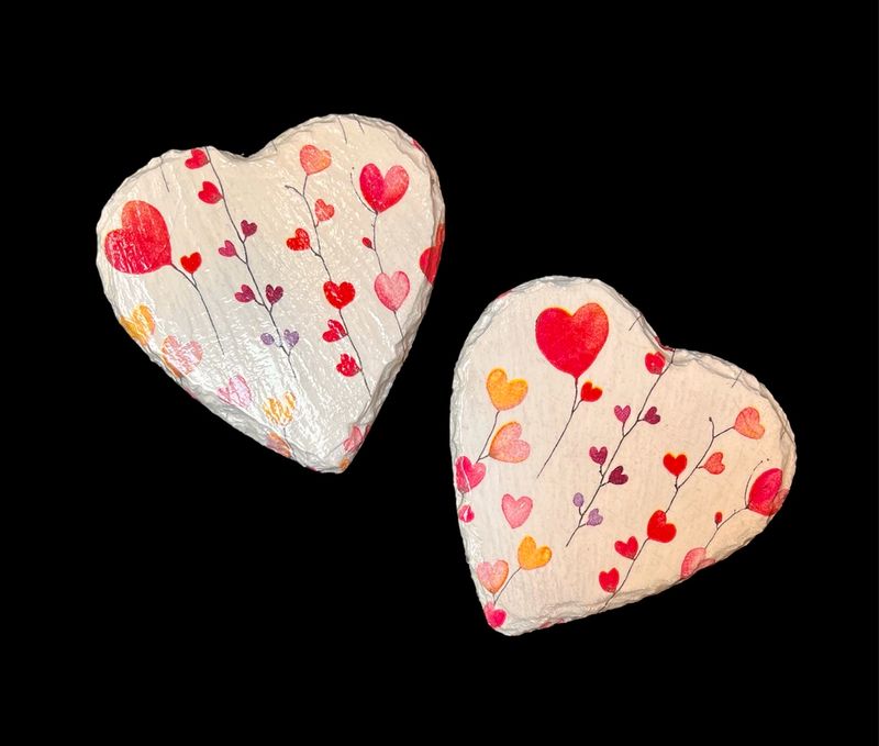 SLATE COASTER HEART - HEARTS ON STEMS
