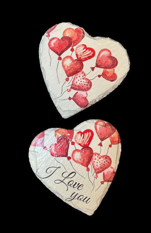 SLATE COASTER HEART - HEART BALLOONS