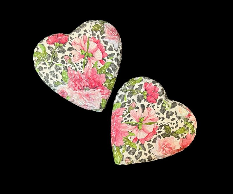 SLATE COASTER HEART - FLOWERS & LEOPARD PRINT