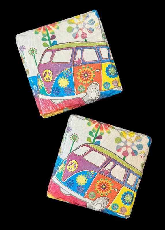 SLATE COASTER SQUARE - CAMPER VAN BRIGHT