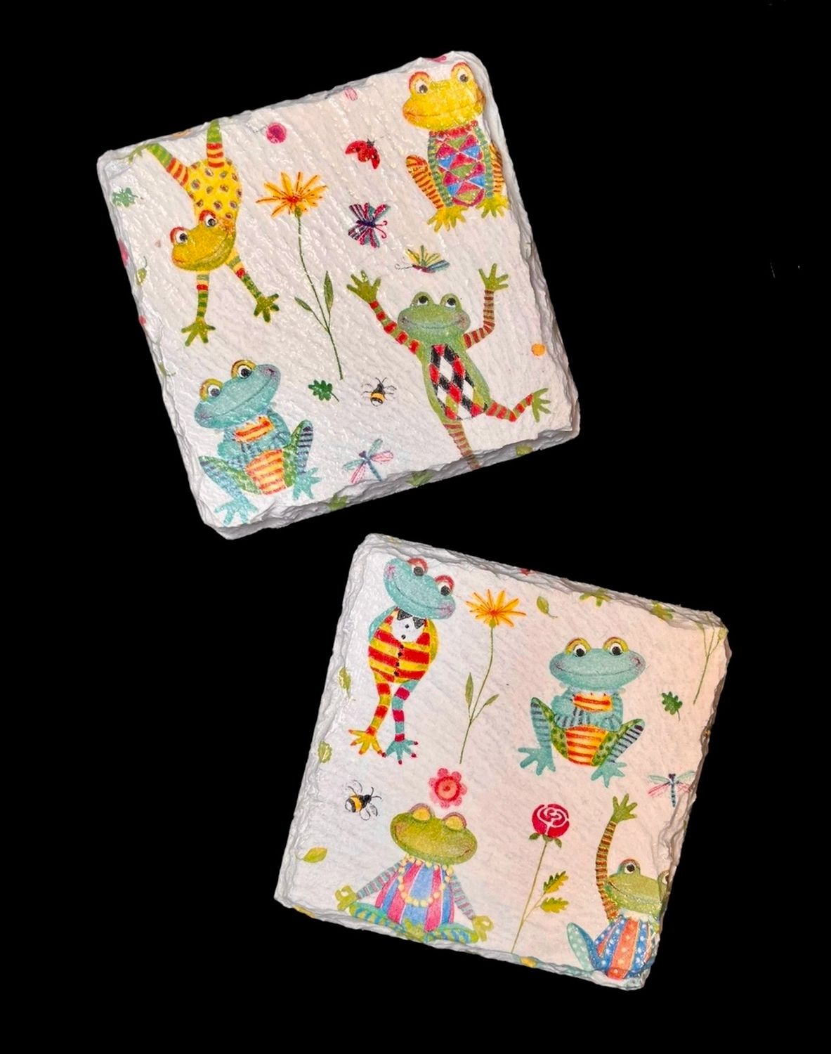 SLATE COASTER SQUARE - QUIRKY FROGS