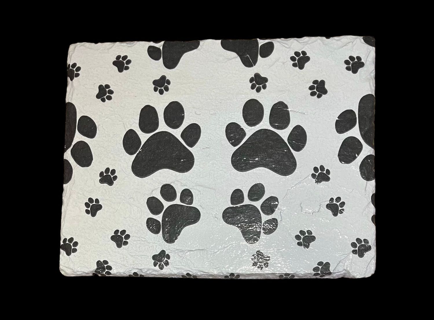 LARGE RAW SLATE DECORATIVE PLATTER - PAW PRINTS