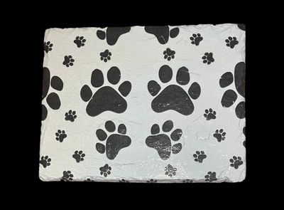 LARGE RAW SLATE DECORATIVE PLATTER - PAW PRINTS
