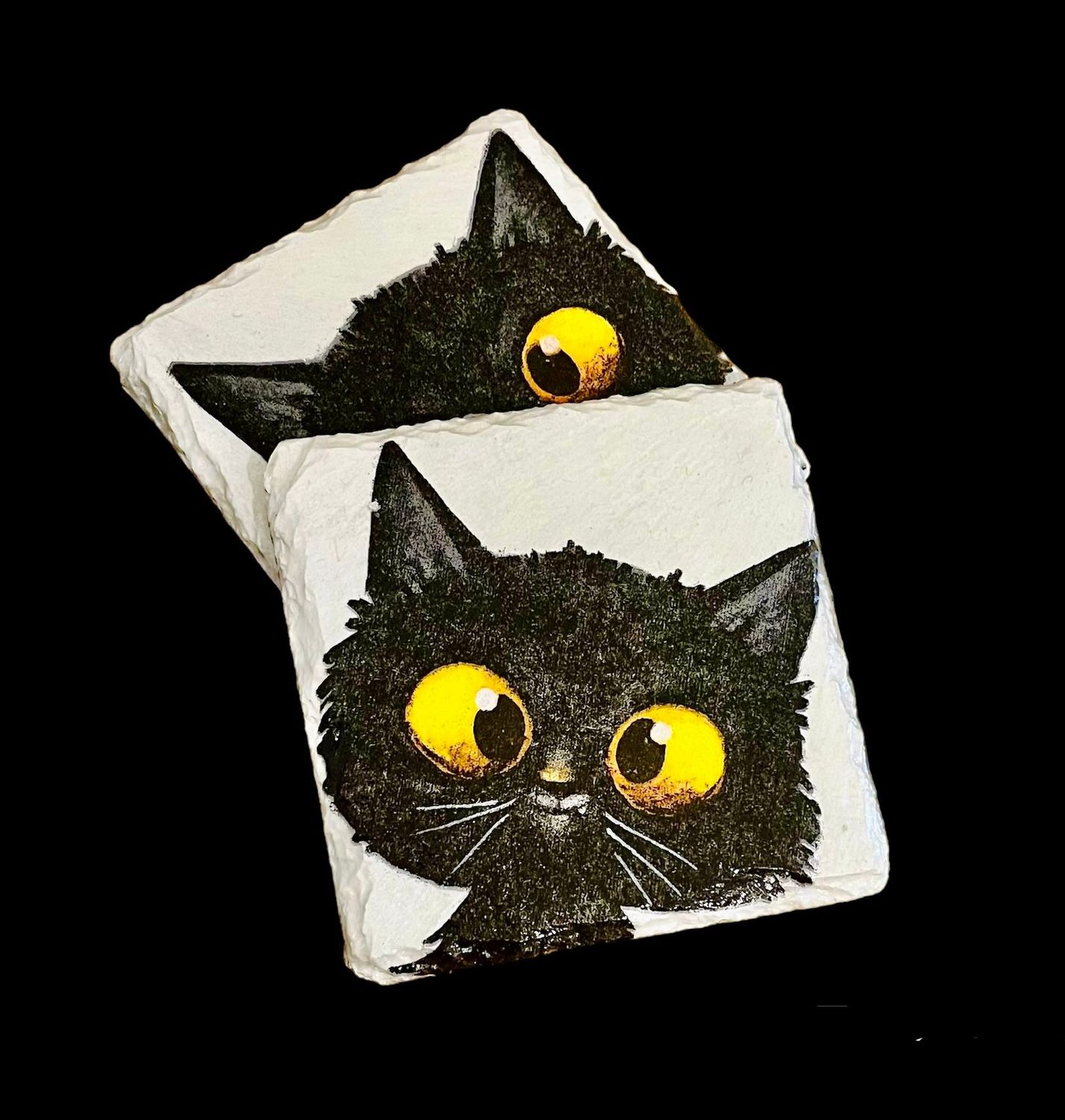 SLATE COASTER SQUARE - BLACK CAT