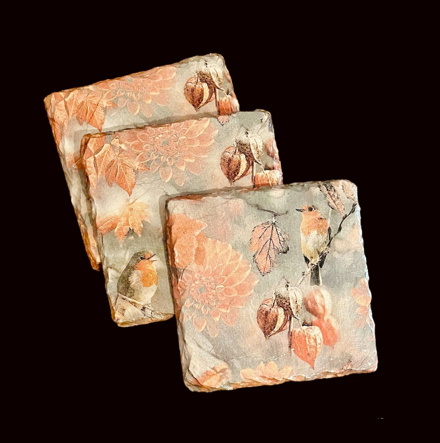 SLATE COASTER SQUARE - AUTUMN ROBIN