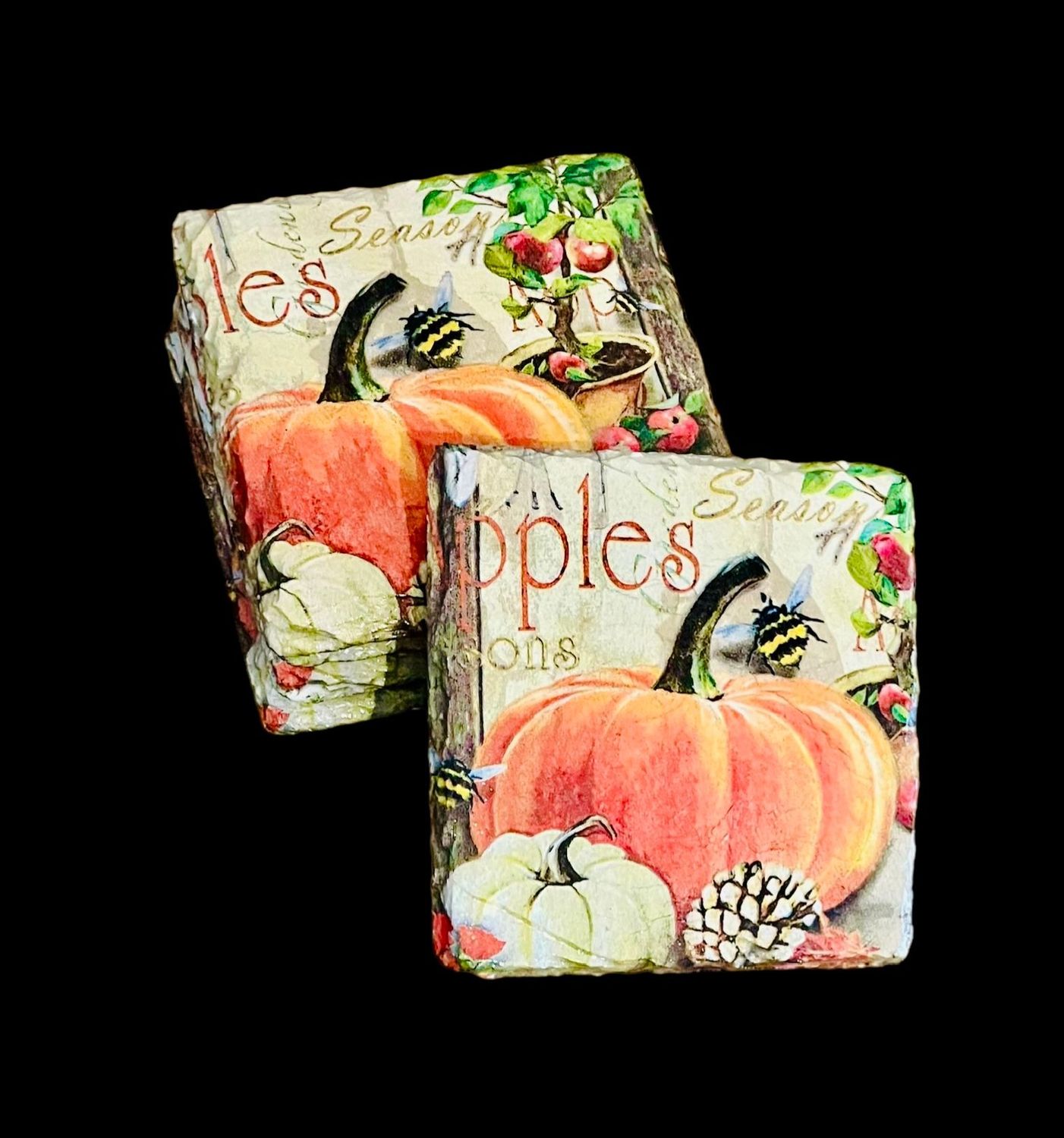 SLATE COASTER SQUARE - PUMPKINS