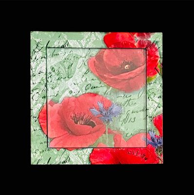 DECORATIVE TRIVET - POPPIES ON GREEN