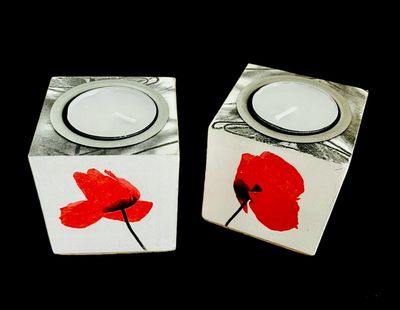 TEALIGHT CUBE - REMEMBRANCE DAY POPPY