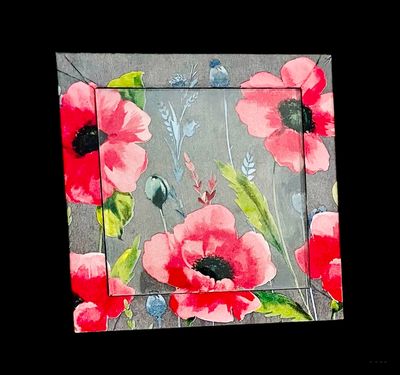 DECORATIVE TRIVET - POPPIES ON GREY