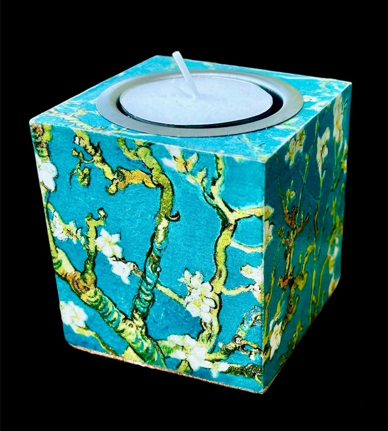 TEALIGHT CUBE - VAN GOGH’s ALMOND BLOSSOM