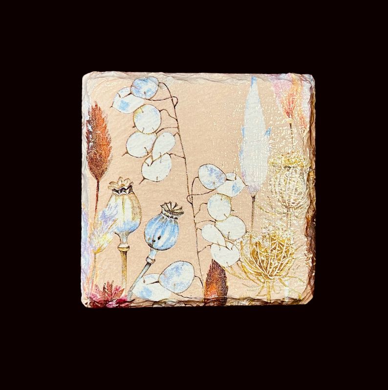 SLATE COASTER SQUARE - TEASEL