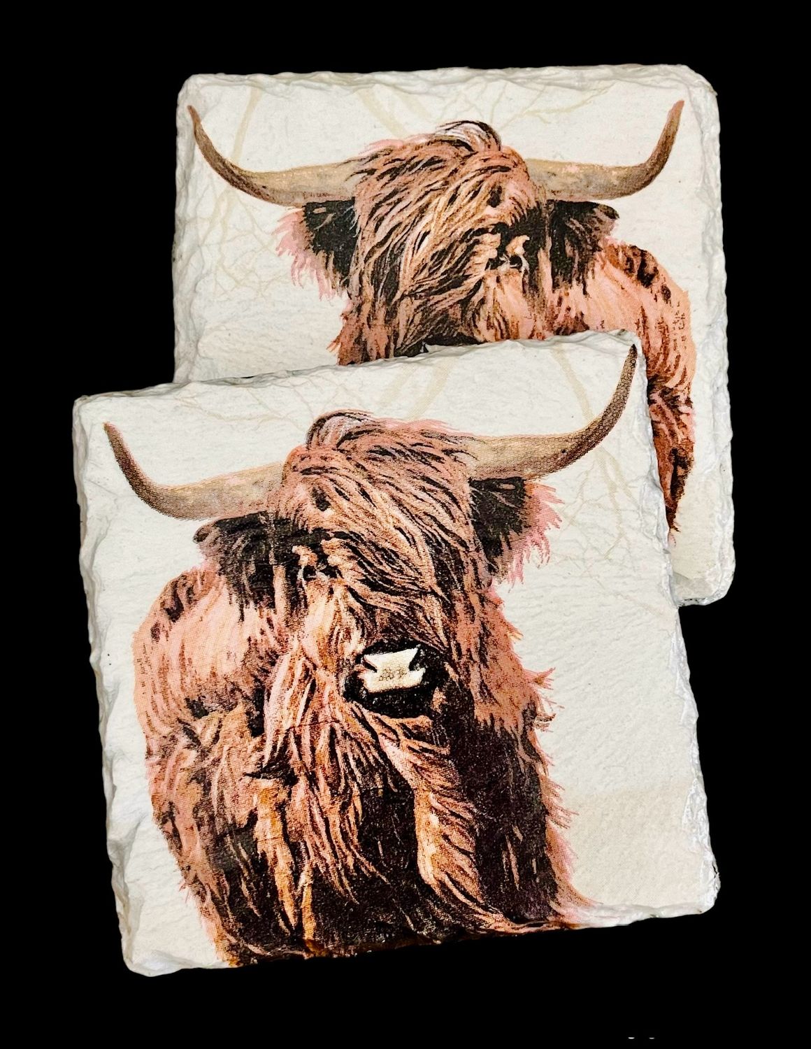 SLATE COASTER SQUARE - HIGHLAND COW v2