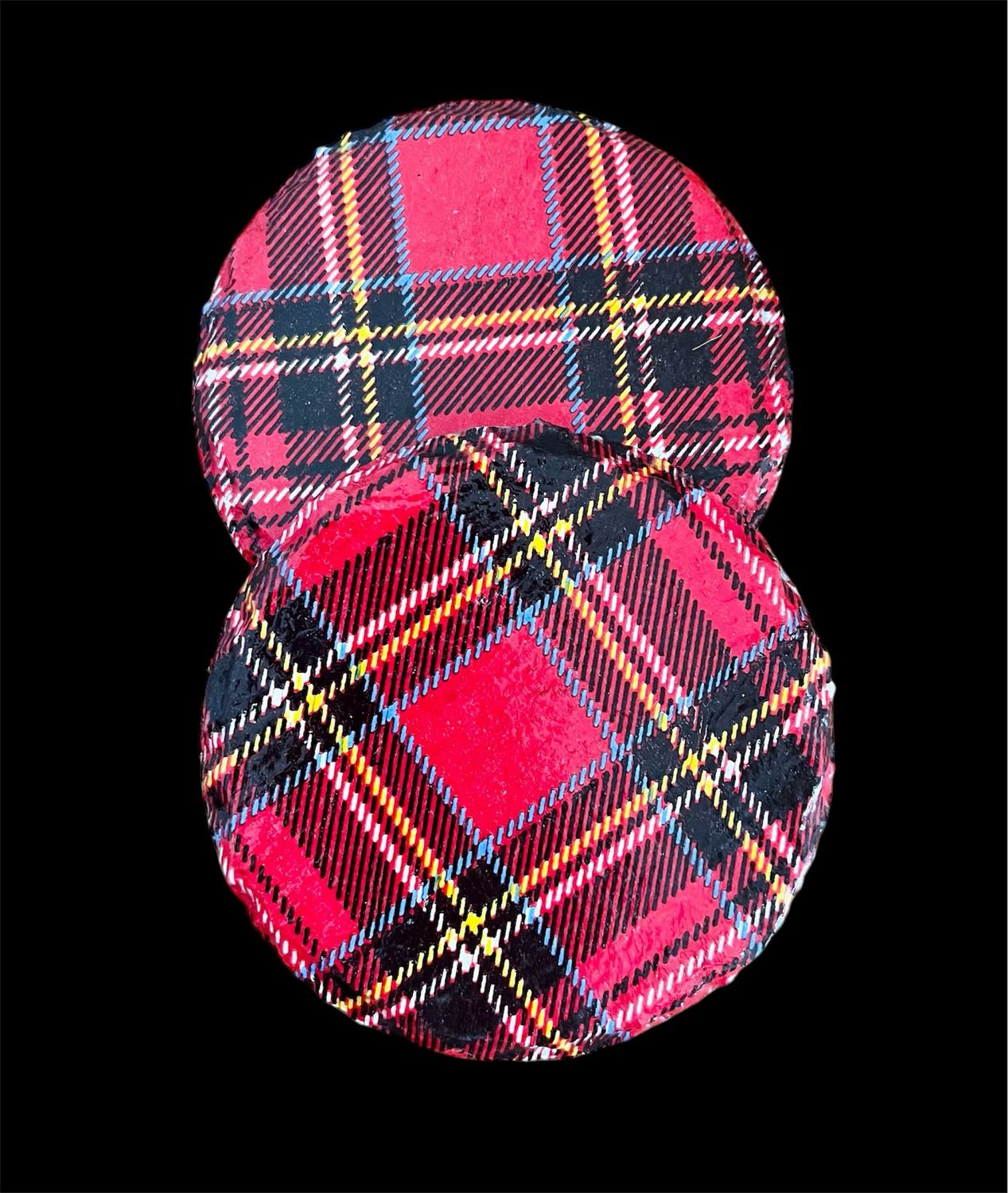 SLATE COASTER ROUND - TARTAN RED