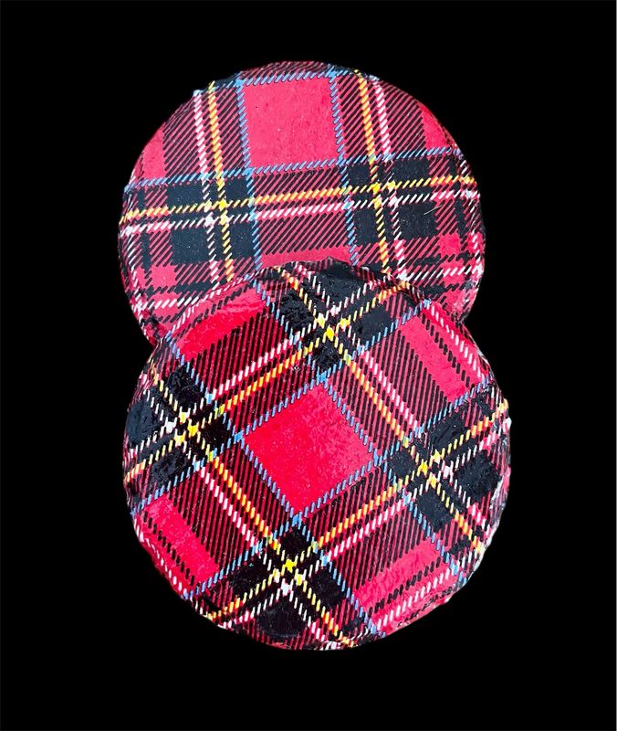SLATE COASTER ROUND - TARTAN RED
