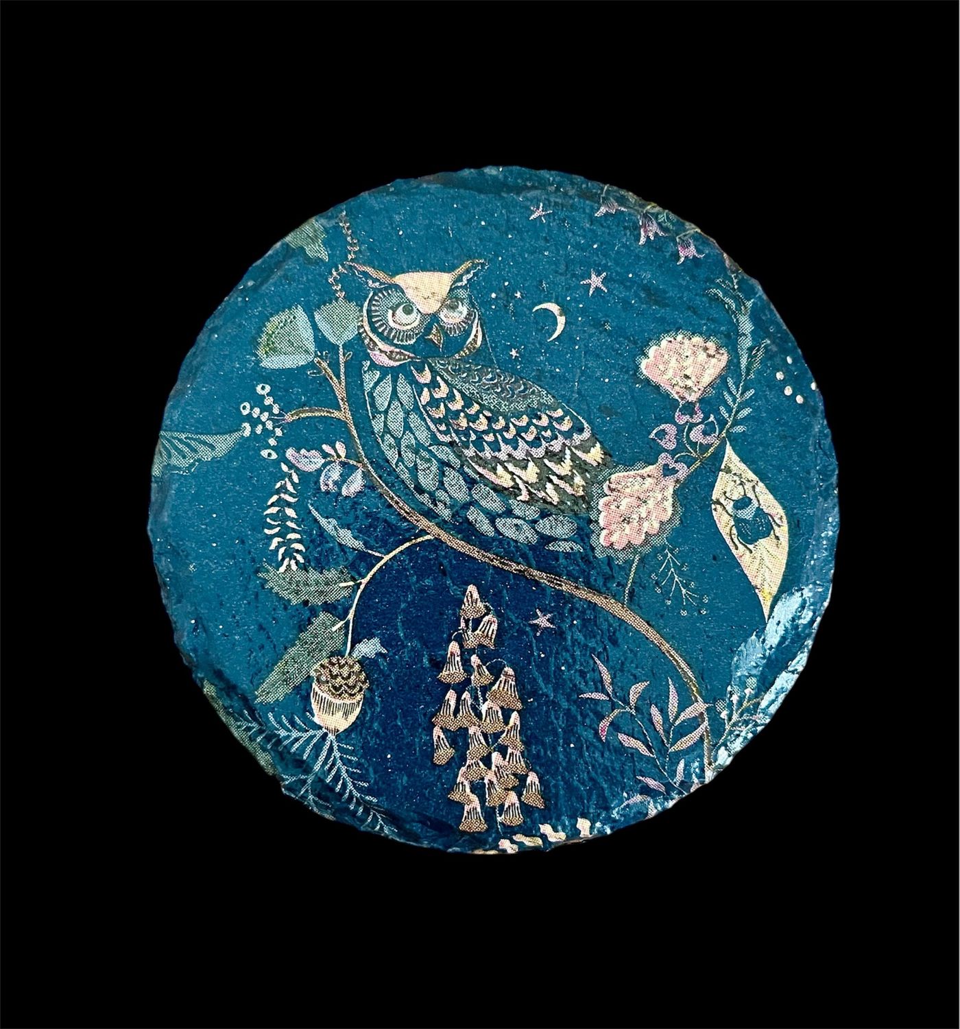 SLATE COASTER ROUND - OWL