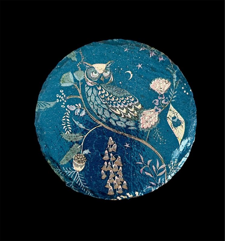 SLATE COASTER ROUND - OWL