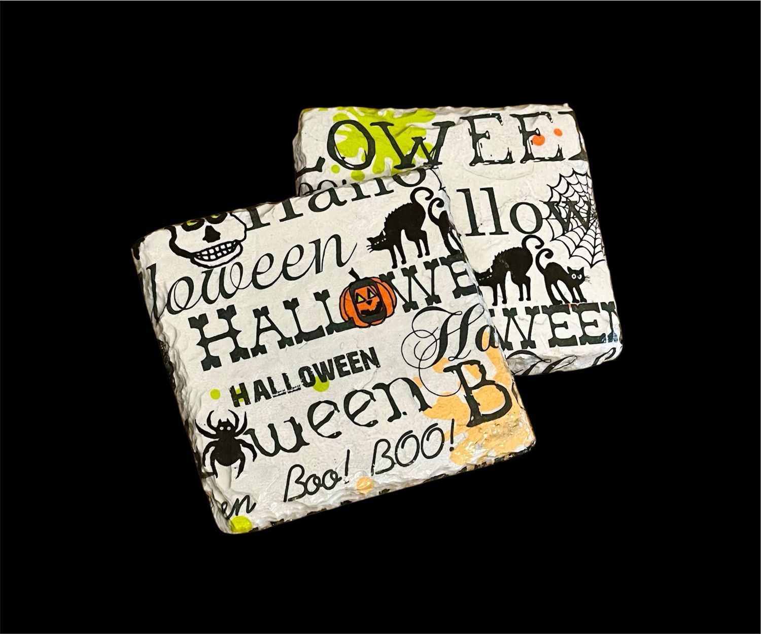 RAW SLATE COASTER SQUARE - HALLOWEEN TEXT