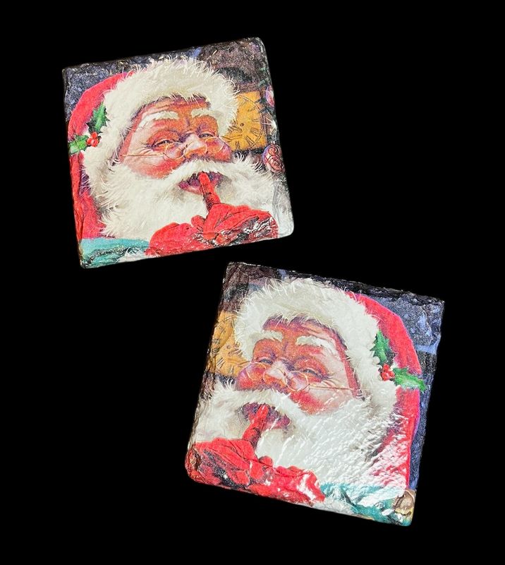 SLATE COASTER SQUARE - TRADITIONAL SANTA