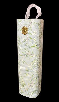 WINE BOTTLE BOX - MISTLETOE ON GREY