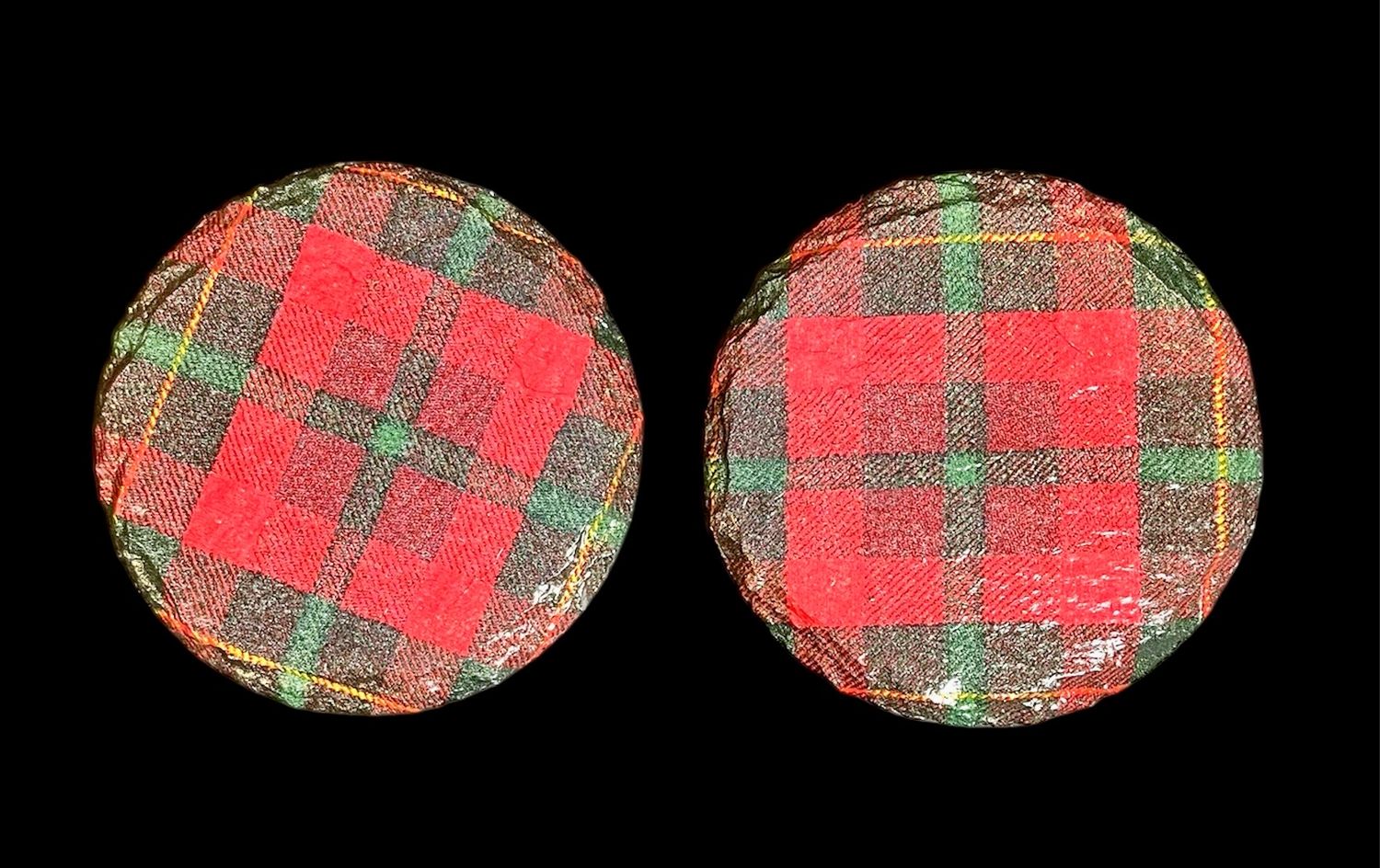 SLATE COASTER ROUND - TARTAN RED & GREEN