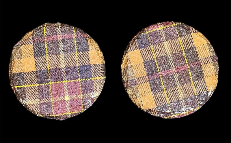 SLATE COASTER ROUND - TARTAN BROWN