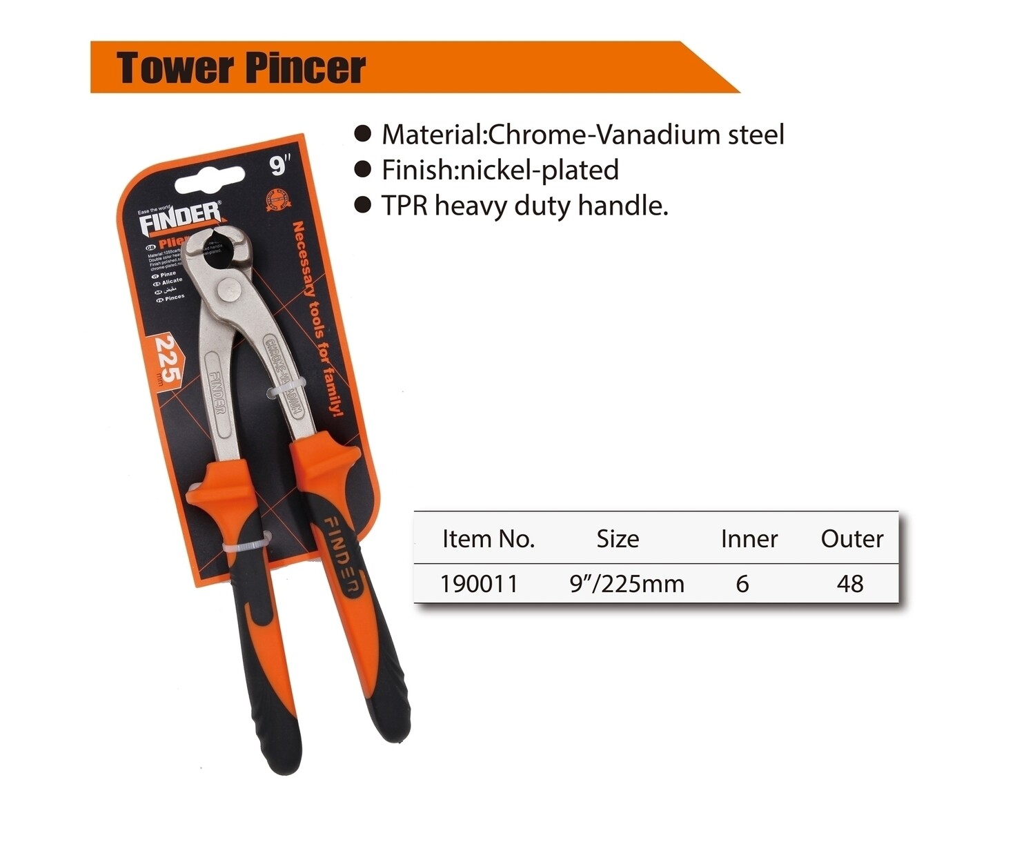 Finder Plier Tower pincer (225mm/9&#39;&#39;)