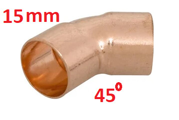 Copper Elbow 45 deg, Size: 15mm (25s paket)