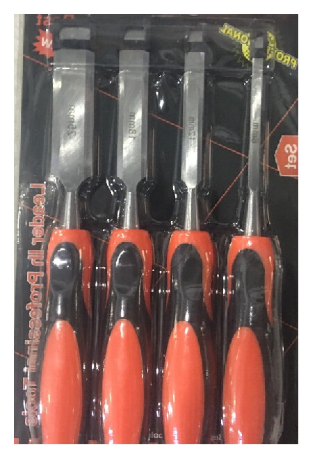 Wood Chisel Rubber Handle 4 Pcs Set