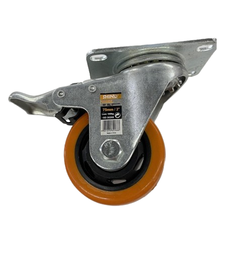 Shind Orange Wheel With Stop, Size: 75mm - 3&quot;