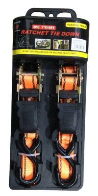 Ratchet Tie Down 1&quot; x 15 Ft (2 Pcs)