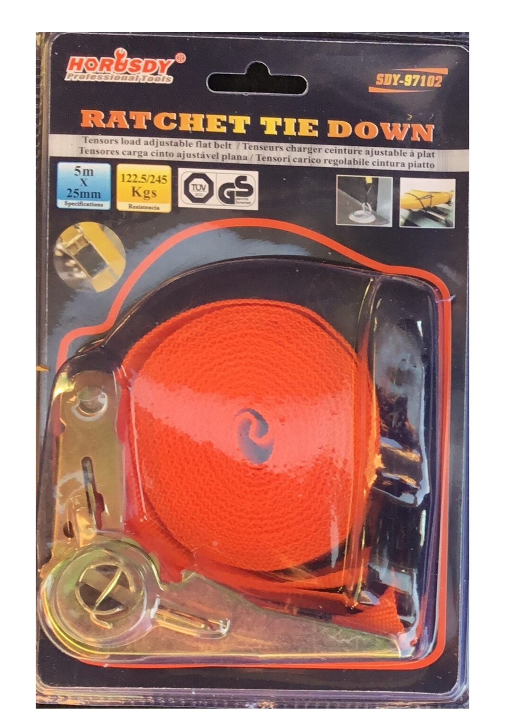 Ratchet Tie Down 5mx25mm-1&quot;