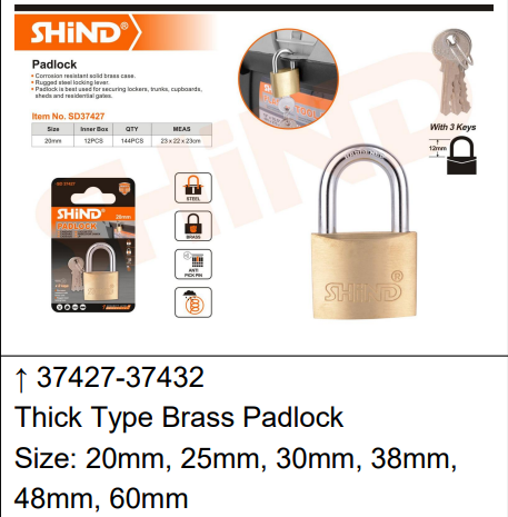 Shind-Thick Type Brass Padlock
