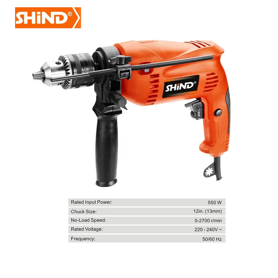 Shind Plastic Handle Impact Drill Kit 550W Power Hand Drill Electric