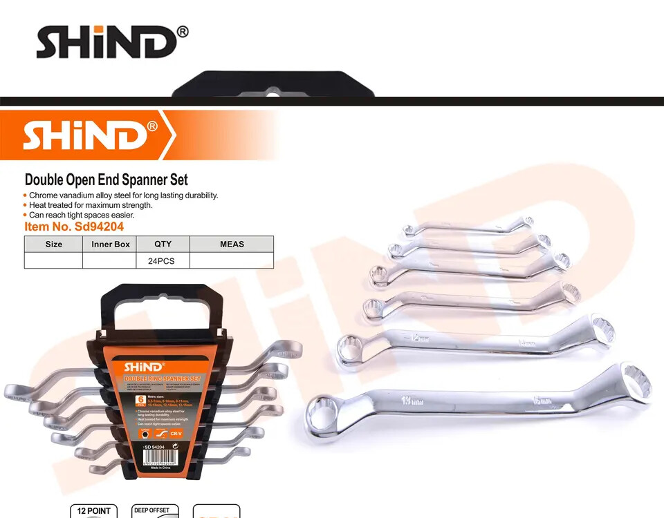 Shind 6 Pcs Chrome Vanadium Steel Double Ring Spanner Set