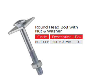 Round Head Bolt with Nut &amp; Washer M10x90mm