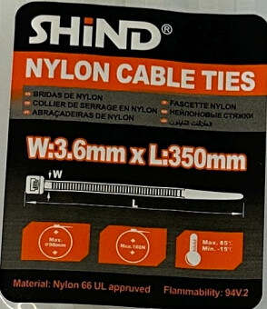 Shind Nylon Cable Ties, Size: 3.6mmx250mm