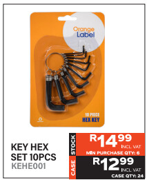 Hex Allen Key Ring set 10 Pcs