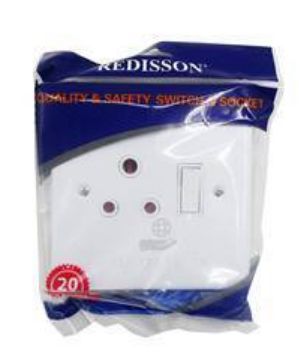 Redisson Wall Switch Socket Metal/Steel White, Type: Single