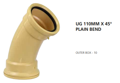 110mm 45deg Long Radius Bend UG Plain Satas