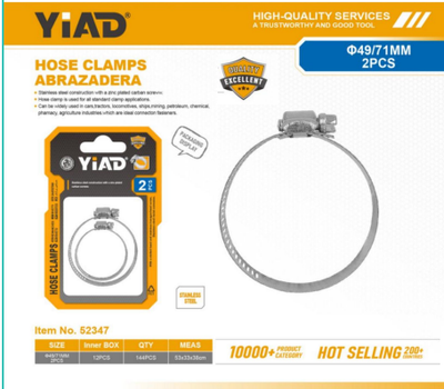 Yiad Hose Clamp 2 Pec (49-71mm)