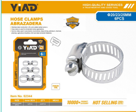 Yiad Hose Clamp 6 Pec (20-23-25mm)